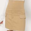 Skirts * | Solado High Waist Pocket Patched Solid Mini Skirt