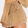 Skirts * | Solado Tie Side Layered Chiffon Mini Skirt Tan