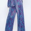 Pants * | Solado High Waist Swirl Print Draped Straight Pants Mediumslateblue