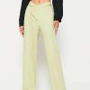 Pants * | Solado Cut Out Asymmetrical Waist Solid Straight Pants Palegreen