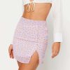 Skirts * | Solado High Waist Floral Print Split Hem Mini Skirt Plum