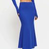 Skirts * | Solado High Waist Bodycon Mermaid Maxi Skirt Mediumblue