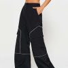 Pants * | Solado Colorblock Dual Pocket Cargo Wide Leg Pants Black