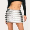 Skirts * | Solado Low Waist Boxy Padded Sheen Mini Skirt Silver