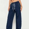 Pants * | Solado Drawstring Waist Colorblock Trim Zipper Pocket Joggers Darkblue