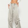 Pants * | Solado Satin Drawstring Waist Ruched Wide Leg Pants Lightgray