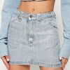 Skirts * | Solado High Waist Zipper Front Vinyl Mini Skirt Lightblue