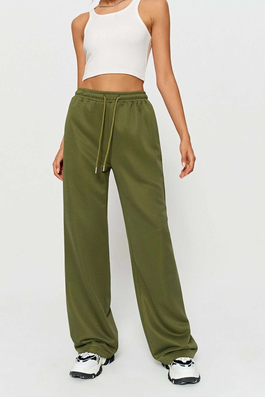 Pants * | Solado High Waist Dual Pocket Drawstring Joggers Olive