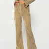 Pants * | Solado Low Waist Pleat Solid Flared Pants Darkkhaki