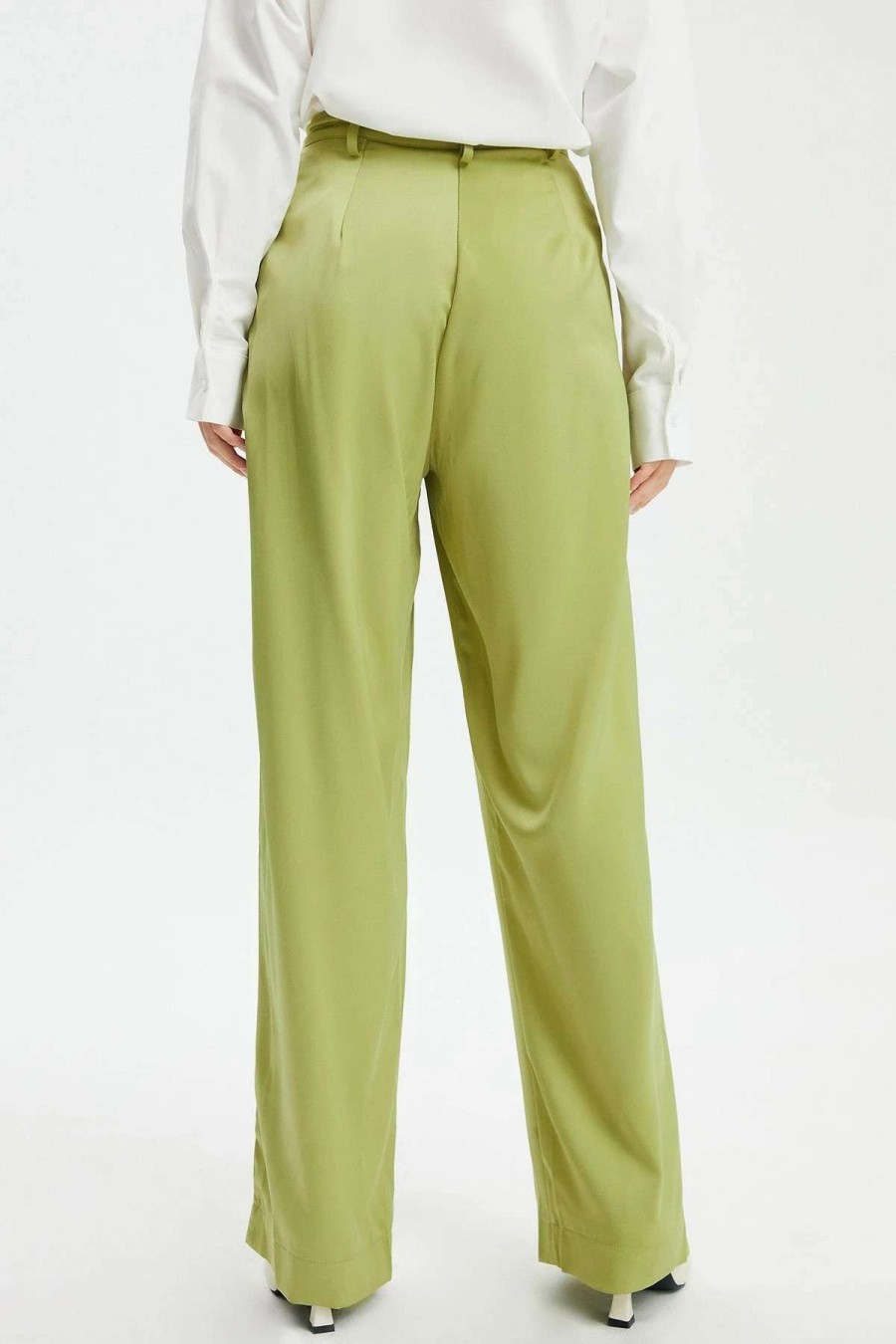 Pants * | Solado Wide Leg Satin Casual Pants Green