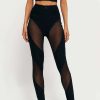 Pants * | Solado High Waist Mesh Splicing Skinny Pants Black