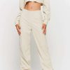 Pants * | Solado Low Waist Ruched Hem Solid Straight Pants Beige