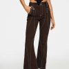 Denim Bottoms * | Solado Low Waist Top-Stitching Buckled Decor Straight Leg Jeans Brown