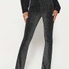 Pants * | Solado High Waist Bronzing Ribbed Flared Pants Black