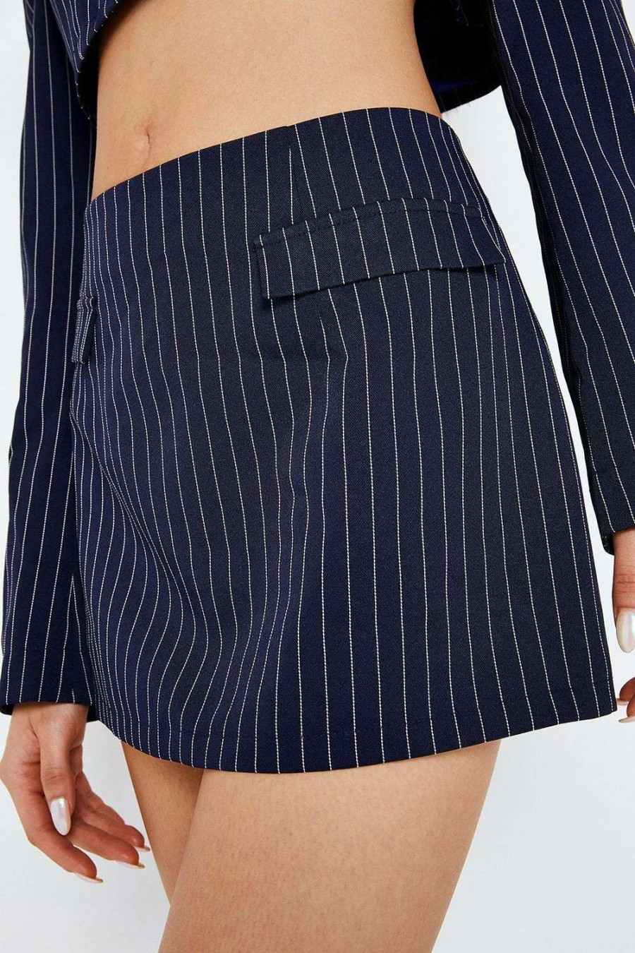 Skirts * | Solado Low Waist Striped Print A-Line Mini Skirt Navy