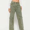 Denim Bottoms * | Solado Low Waist Pocket Patched Distressed Straight Leg Jeans Darkseagreen