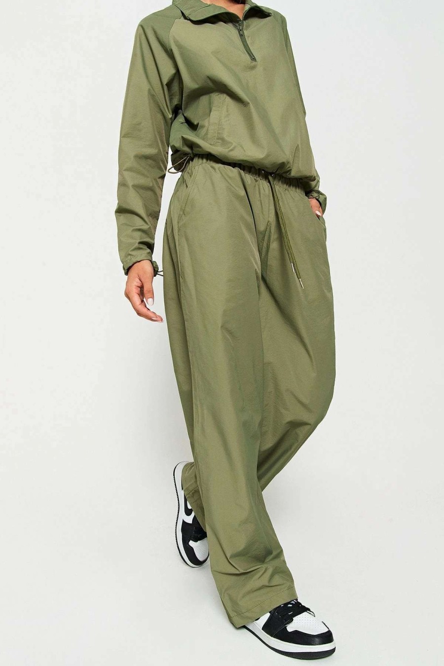 Pants * | Solado High Waist Dual Pocket Solid Straight Joggers Olive