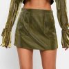 Skirts * | Solado High Waist Dual Pocket Sheen Mini Skirt Olive