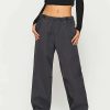 Pants * | Solado Low Waist Drawstring Solid Cargo Pants Gray