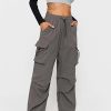 Pants * | Solado Pocket Patched Drawstring Ruched Wide Leg Pants Gray