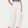 Pants * | Solado High Waist Raw Hem Ripped Dual Pocket Straight Pants White