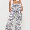 Pants * | Solado Low Waist Camo Print Pocket Patched Straight Pants Lightgray