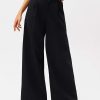 Pants * | Solado Waffle Knit Low Waist Dual Pocket Wide Leg Pants Black