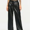 Pants * | Solado Low Waist Buckled Detail Draped Pu Leather Pants Black