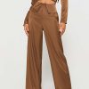 Pants * | Solado Cross Tie Lapel Waist Draped Wide Leg Pants Chocolate