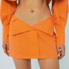 Skirts * | Solado Asymmetrical Waist Solid Bodycon Mini Skirt Orange