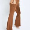 Pants * | Solado High Waist Cut Out Tie Detail Flared Pants Chocolate