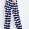 Pants * | Solado Low Waist Check Print Dual Pocket Straight Pants Navy