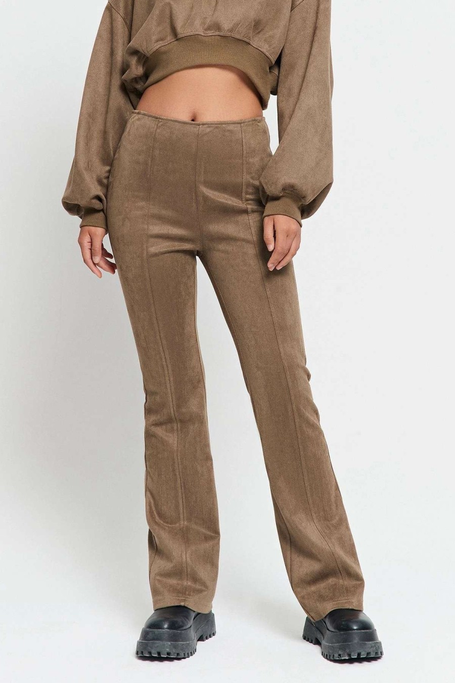 Pants * | Solado Low Waist Seam Detail Solid Straight Pants Peru