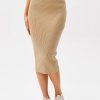 Skirts * | Solado Asymmetrical Waist Cut Out Ribbed Knit Midi Skirt Khaki