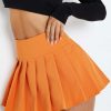 Skirts * | Solado High Waist Solid Short Pleated A-Line Skirt Orange