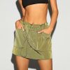 Skirts * | Solado Low Waist Pocket Patched Drawstring Mini Skirt Olive