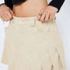 Skirts * | Solado Low Waist Dual Pocket Corduroy Pleated Skirt Beige