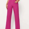 Pants * | Solado High Waist Splicing Solid Straight Suit Pants Deeppink