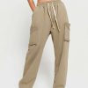 Pants * | Solado Drawstring Waist Pocket Patched Solid Joggers Tan