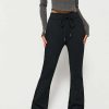 Pants * | Solado High Waist Zipper Pocket Solid Flared Pants Black