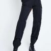 Pants * | Solado High Waist Ruched Decor Solid Skinny Pants Black