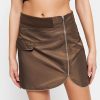 Skirts * | Solado Low Waist Zipper Side Asymmetrical Hem Mini Skirt Brown