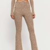 Pants * | Solado Stripe Knitted Tie Detail Draped Straight Pants Tan