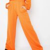 Pants * | Solado High Waist Dual Pocket Waffle Knit Straight Pants Orange