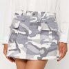 Skirts * | Solado Low Waist Camo Print Pocket Patched Mini Skirt Lightgray