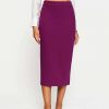 Skirts * | Solado High Waist Split Hem Bodycon Midi Skirt Purple