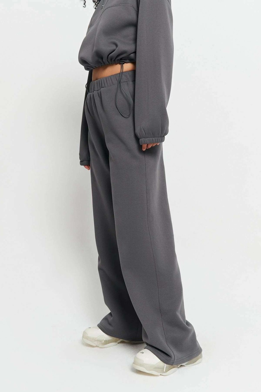 Pants * | Solado High Waist Dual Pocket Draped Wide Leg Pants Gray