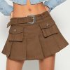 Skirts * | Solado High Waist Pocket Patched Mini Skirt With Belt