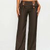 Pants * | Solado Low Waist Lace Up Solid Straight Pants Brown