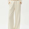 Pants * | Solado Colorblock Trim Dual Pocket Fluffy Straight Pants Beige